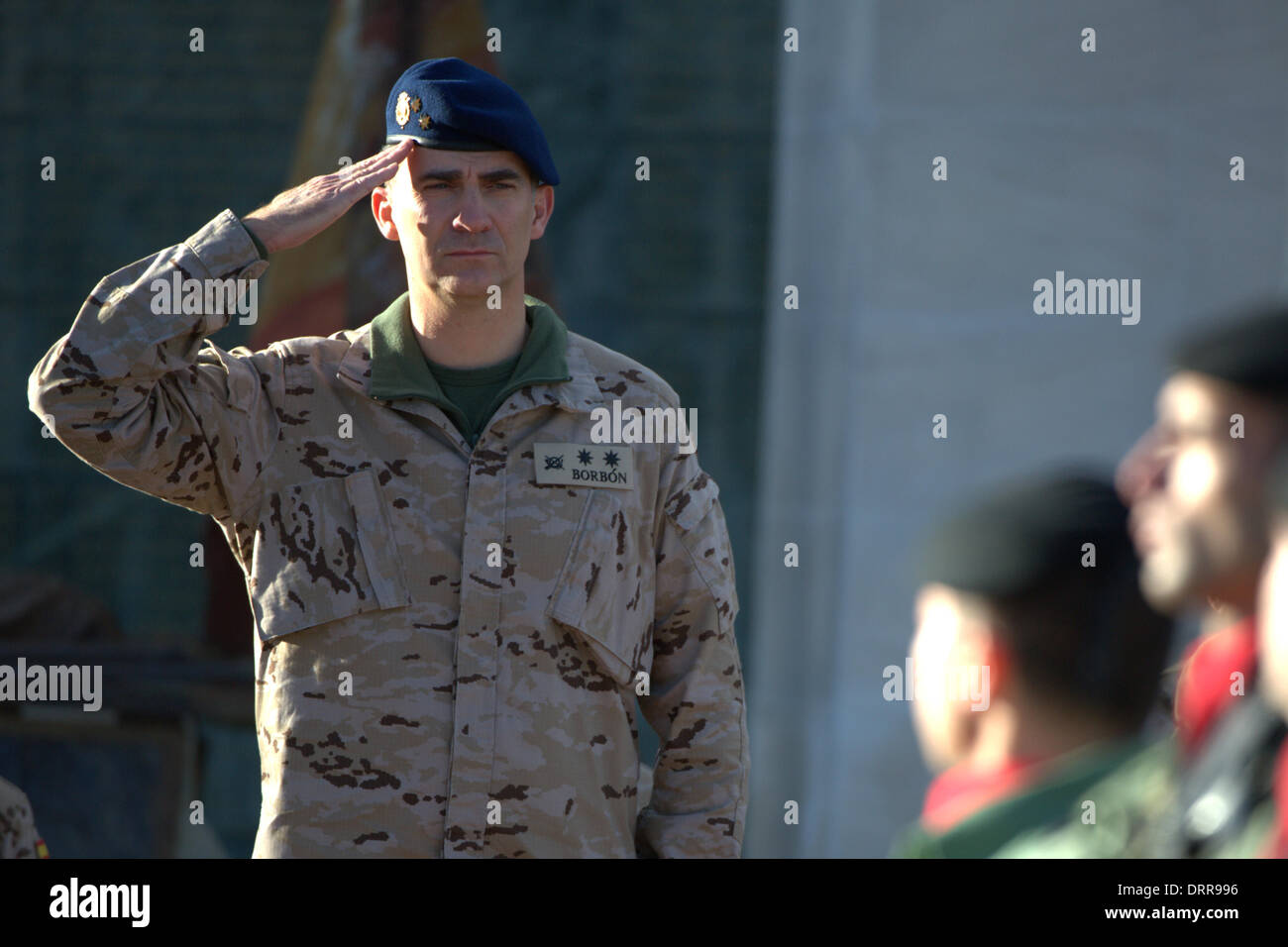 Paracuellos de Jarama, Spain . 30th Jan, 2014. Prince Felipe of Spain visits the Parachutist Brigada 'Almogavares VI' the day of his 46th birthday on January 30, 2014 in Paracuellos de Jarama, Spain Credit:  dpa picture alliance/Alamy Live News Stock Photo