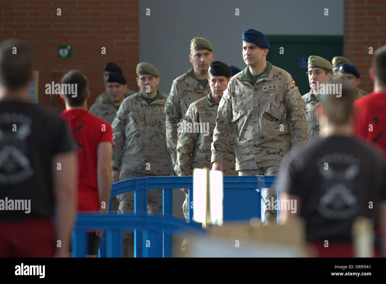 Paracuellos de Jarama, Spain . 30th Jan, 2014. Prince Felipe of Spain visits the Parachutist Brigada 'Almogavares VI' the day of his 46th birthday on January 30, 2014 in Paracuellos de Jarama, Spain Credit:  dpa picture alliance/Alamy Live News Stock Photo