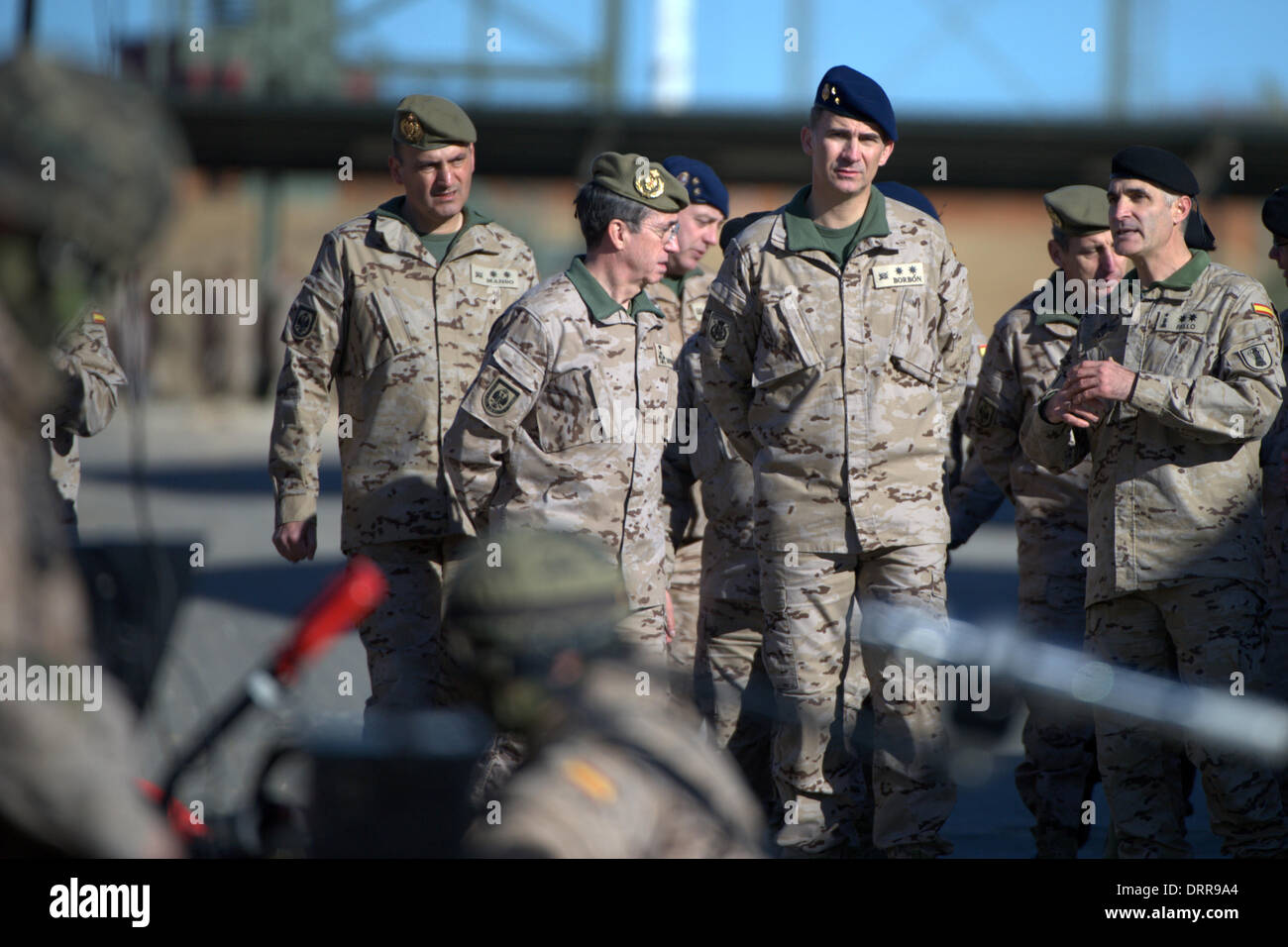 Paracuellos de Jarama, Spain . 30th Jan, 2014. Prince Felipe of Spain visits the Parachutist Brigada 'Almogavares VI' the day of his 46th birthday on January 30, 2014 in Paracuellos de Jarama, Spain Credit:  dpa picture alliance/Alamy Live News Stock Photo