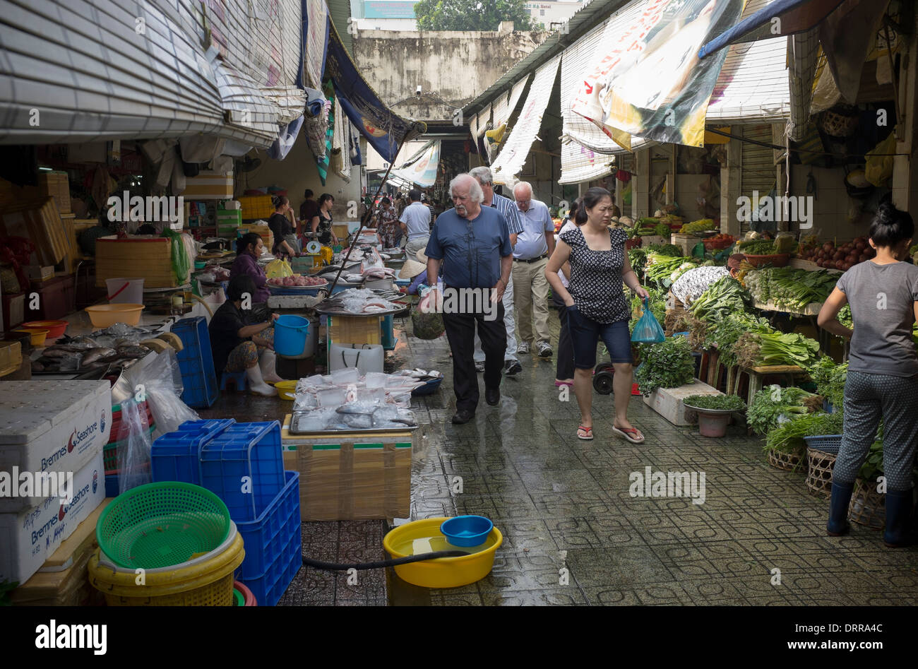 Wet Market at rear of Ben Thanh Market Ho Chi Minh City Stock Photo