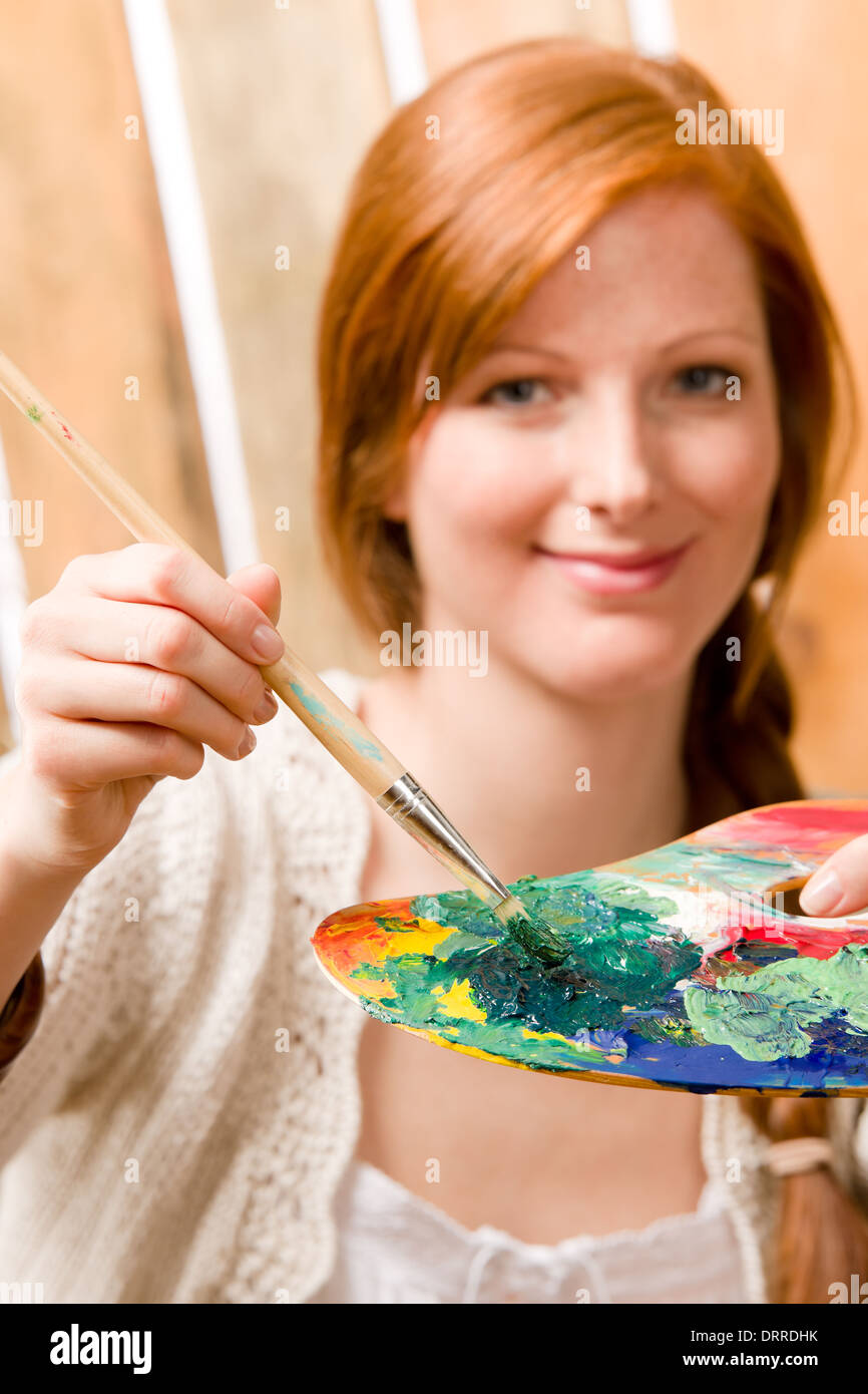 Young romantic woman hold color palette barn Stock Photo - Alamy