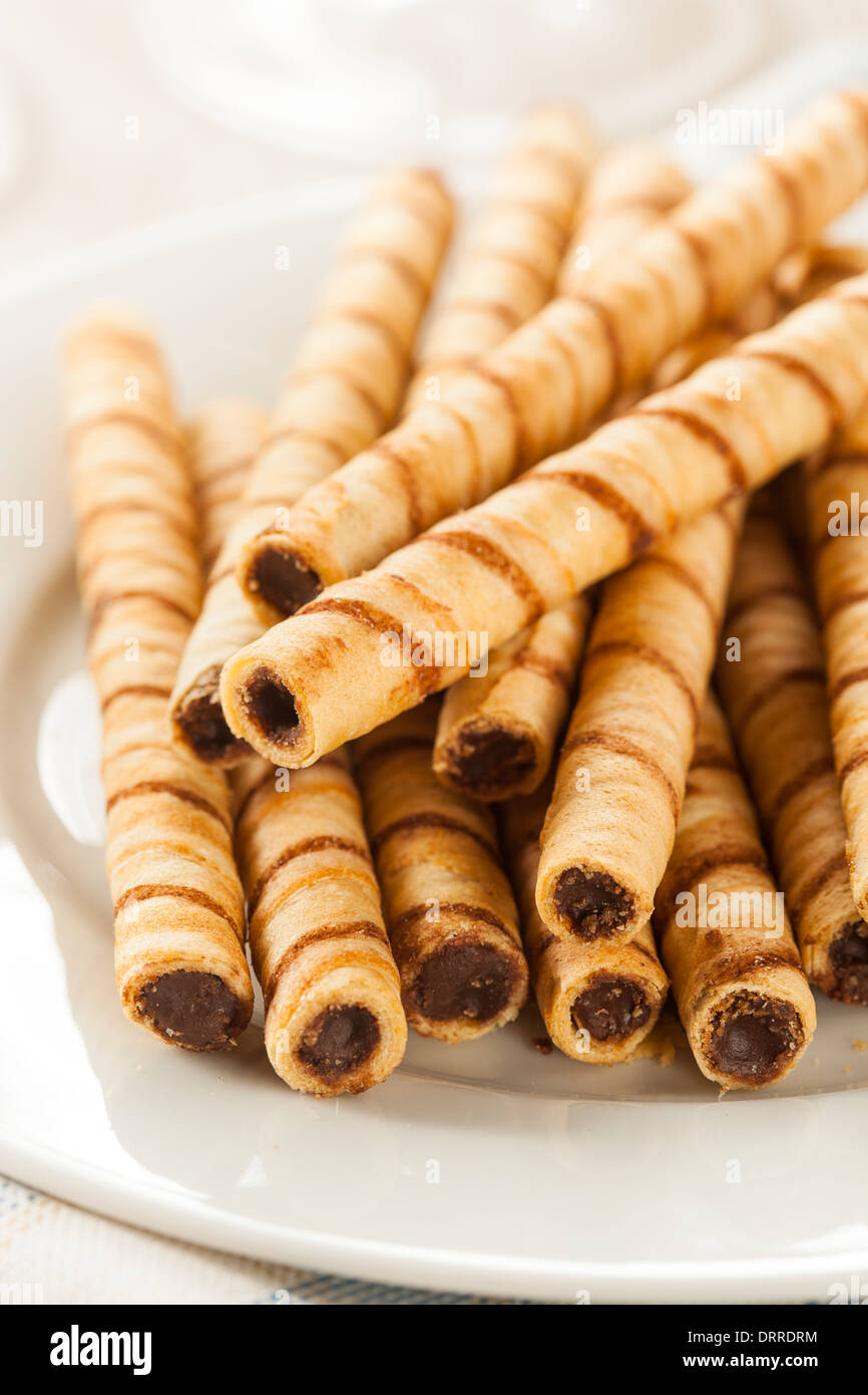 Fancy Gourmet Chocolate Hazelnut Pirouline Wafer Cookie Stock Photo Alamy