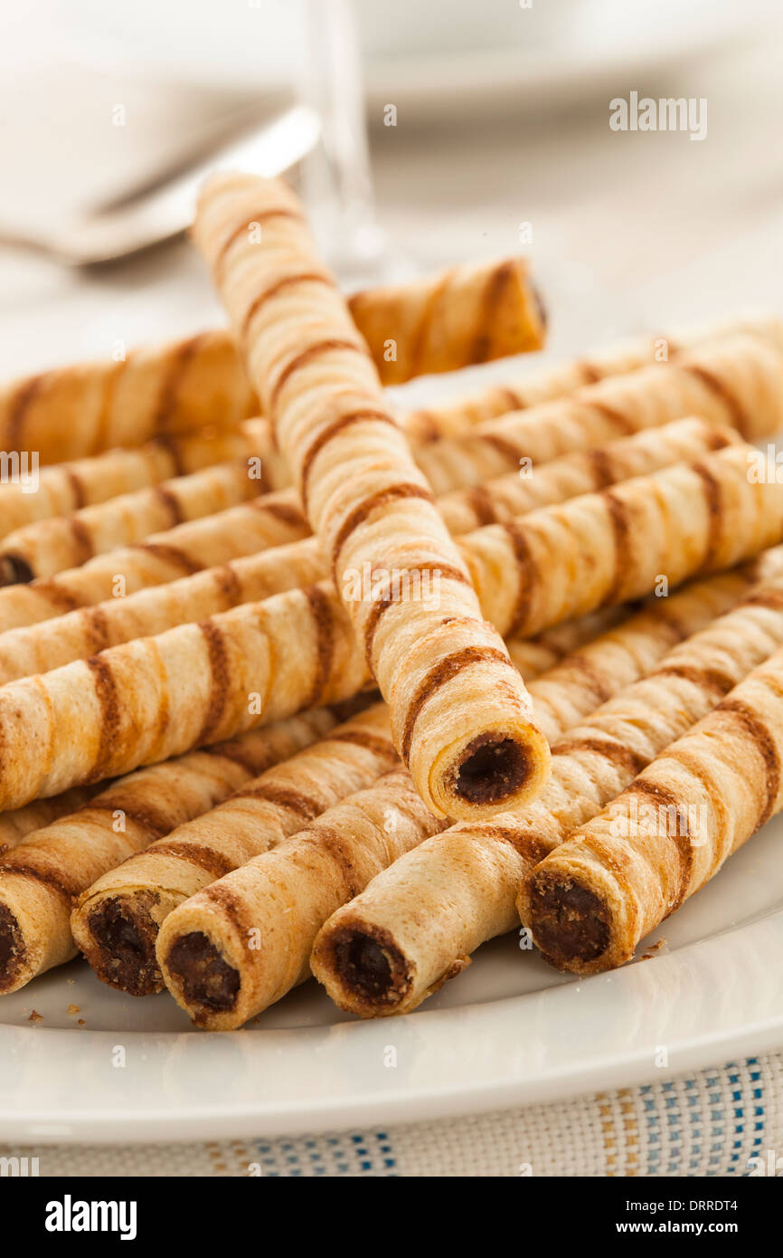 Fancy Gourmet Chocolate Hazelnut Pirouline Wafer Cookie Stock Photo Alamy