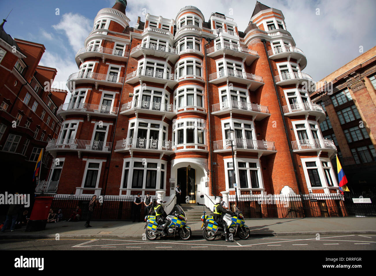 Ecuadorian embassy where Wikileaks founder Julian Assange Stock Photo