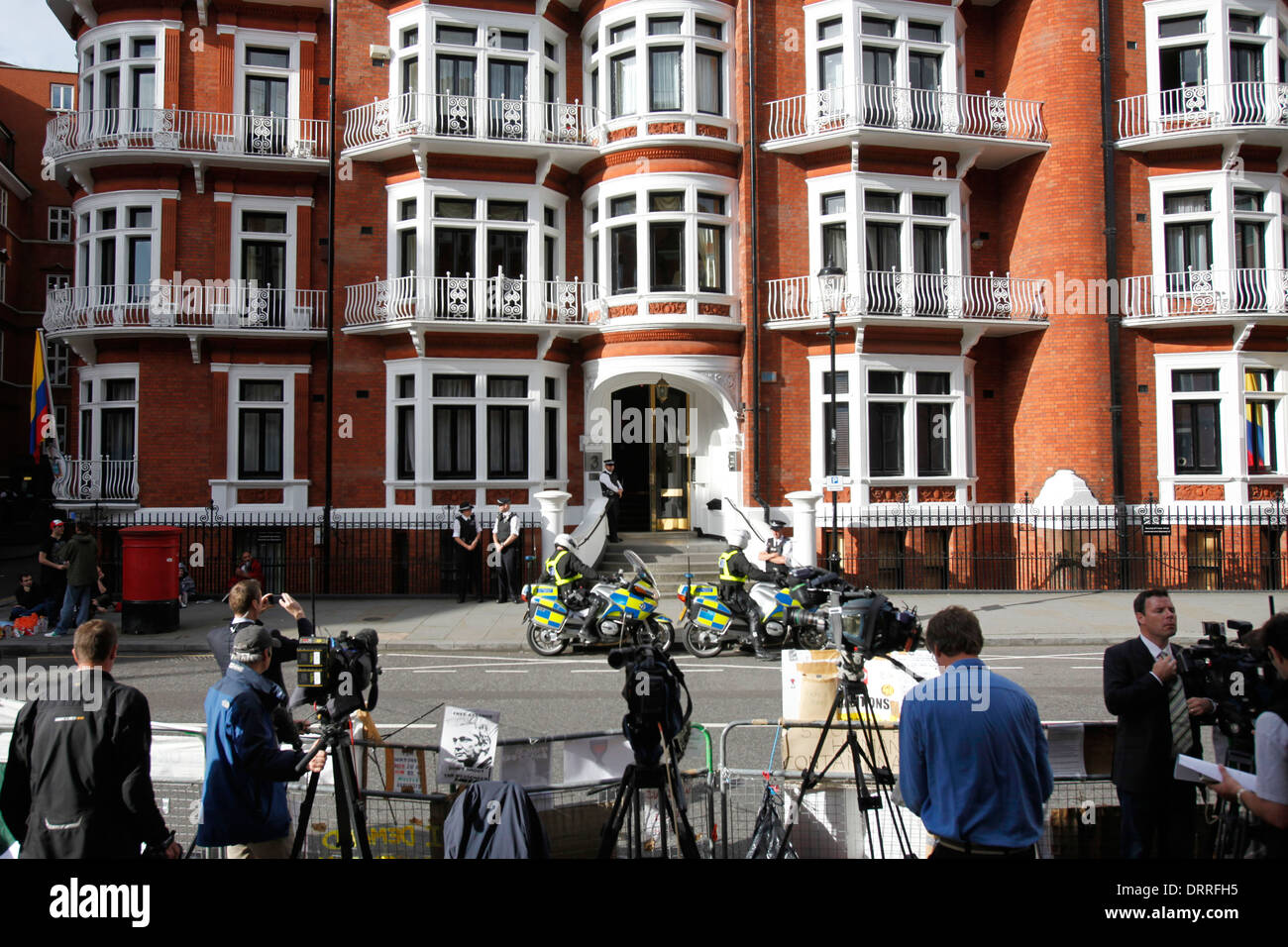 Ecuadorian embassy where Wikileaks founder Julian Assange Stock Photo