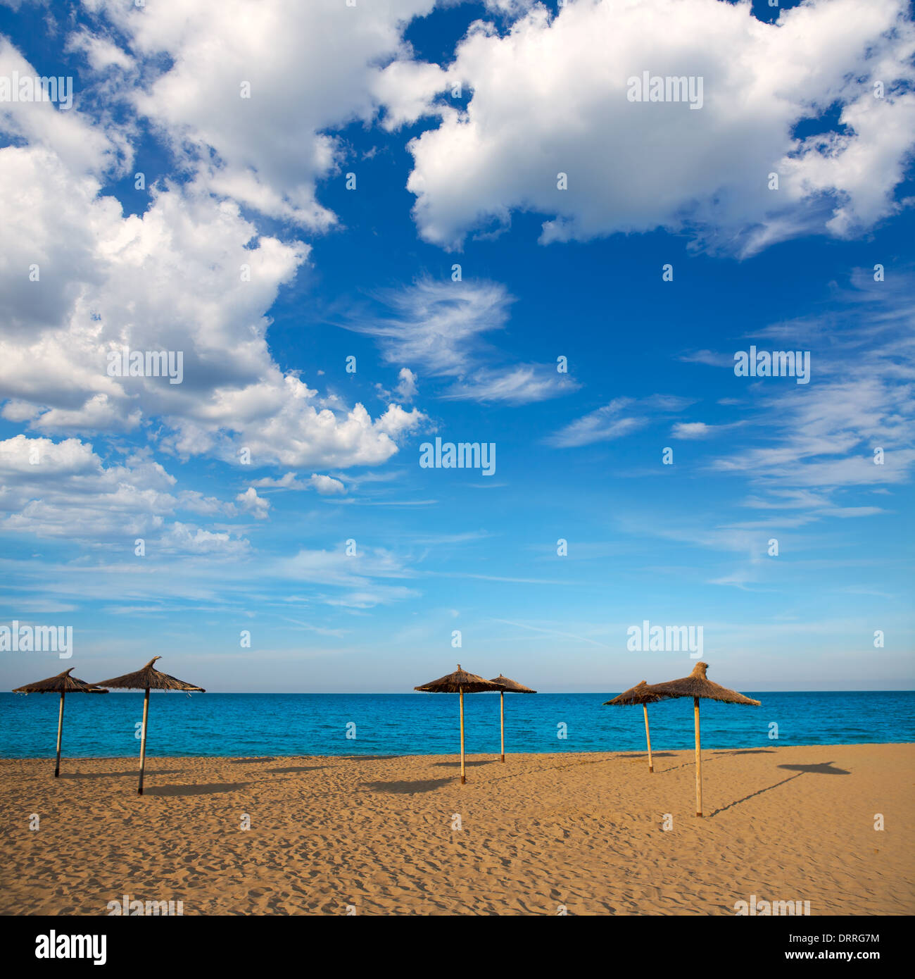 Mediterranean beach with sunroof in Valencia province of spain Stock