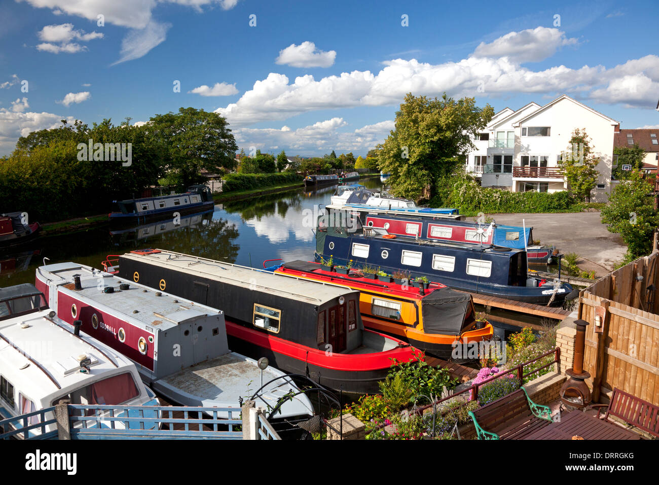 Boats moored on the Bridgewater Canal, Stockton Heath, Cheshire Stock Photo
