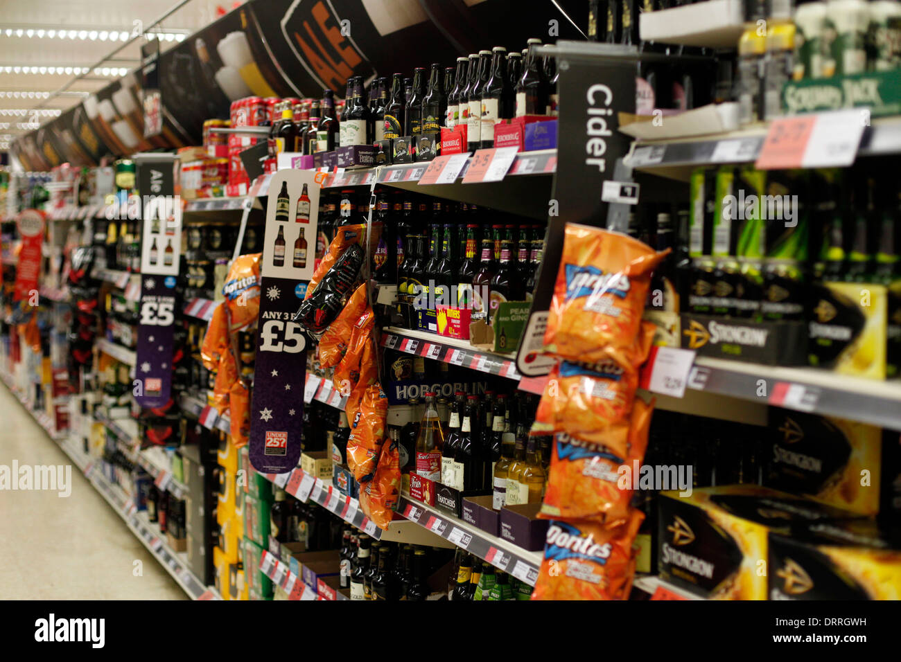 alcohol on shelves at Sainsburys Stock Photo Alamy