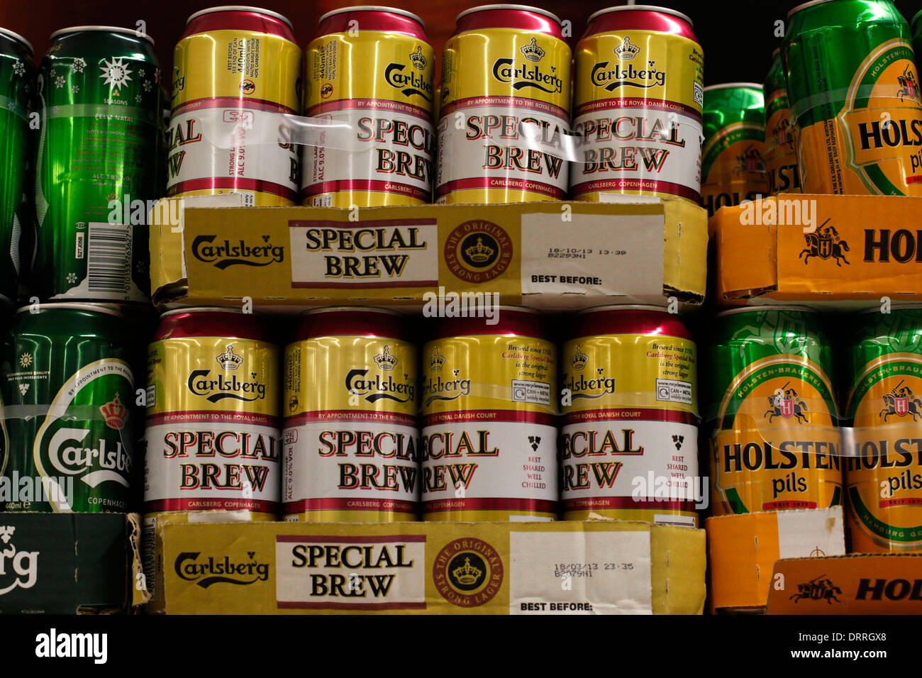 alcohol on shelves at Sainsburys Stock Photo Alamy