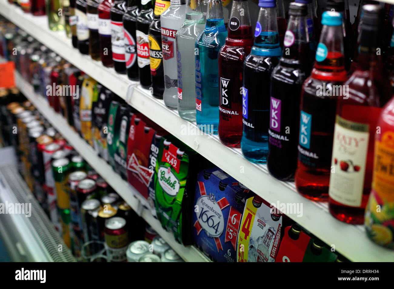 alcohol on shelves at Sainsburys Stock Photo Alamy
