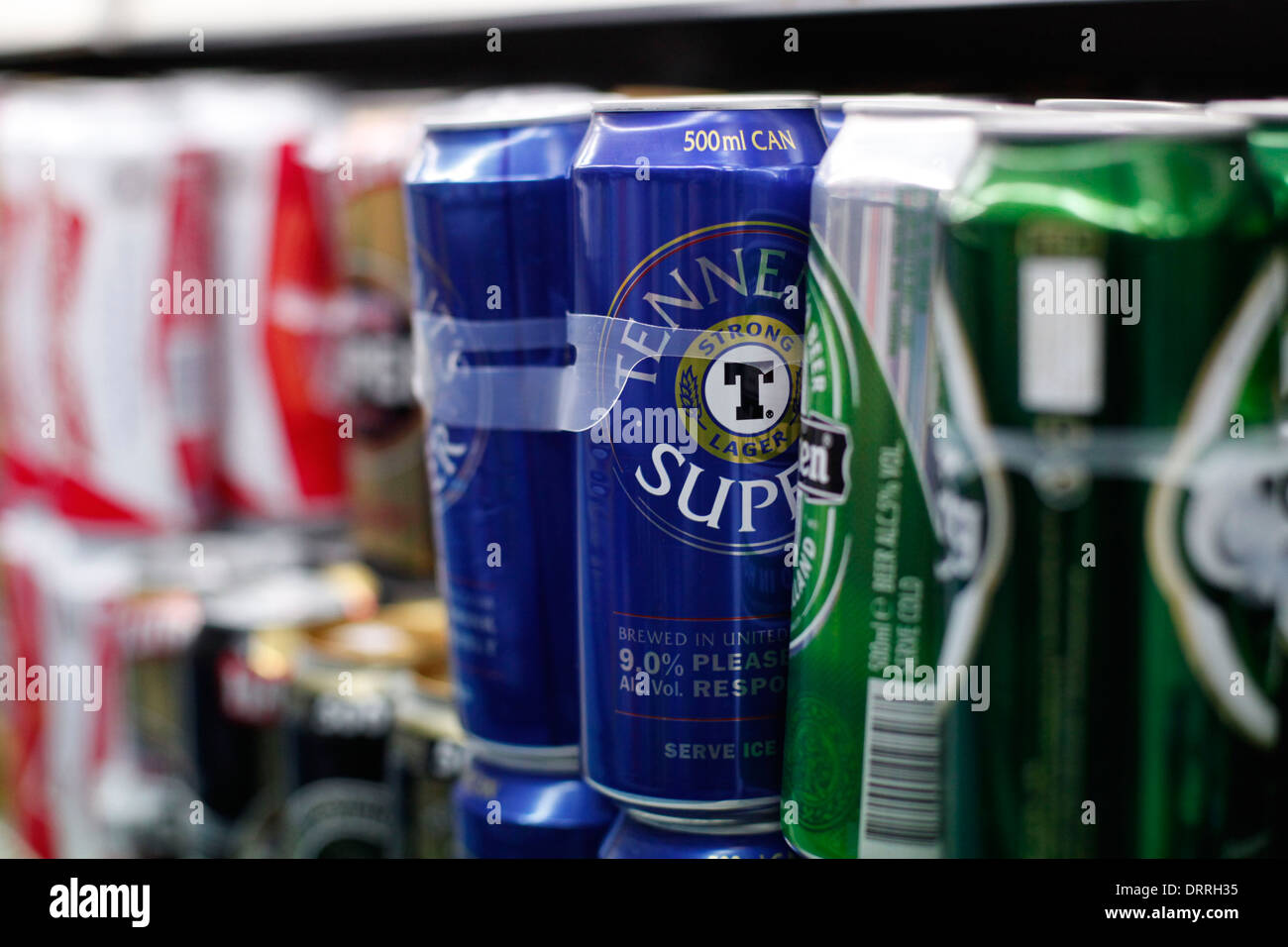 alcohol on shelves at Sainsburys Stock Photo Alamy