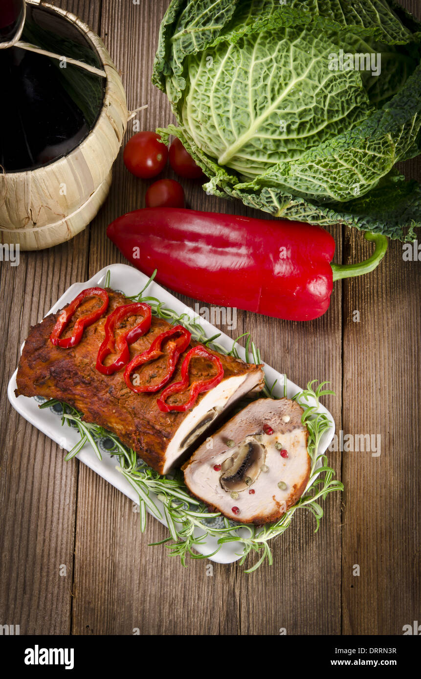 meat beefs olive with paprika Stock Photo
