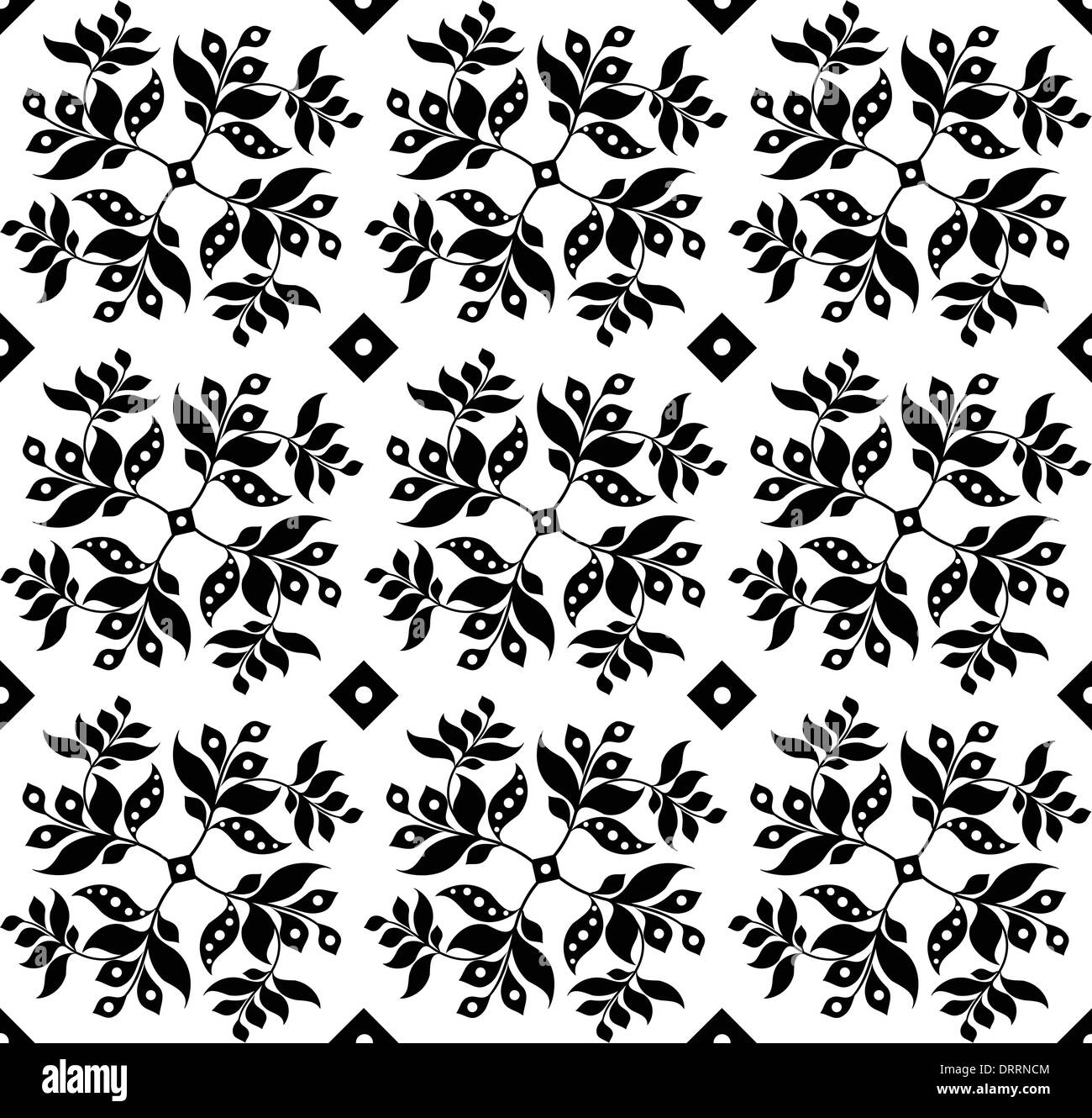 Seamless floral dots pattern Black and White Stock Photos & Images - Alamy