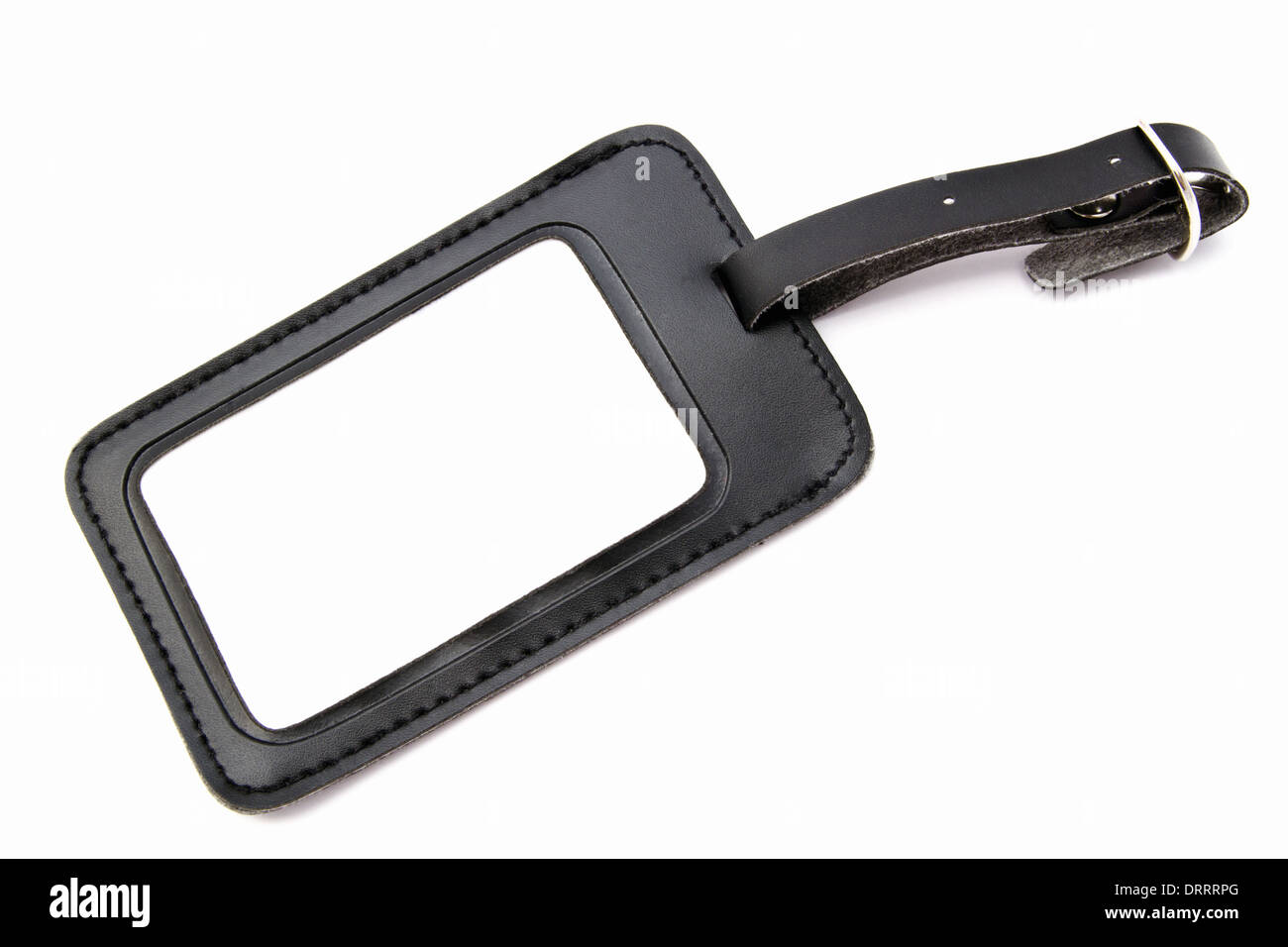 Black leather Luggage tag Stock Photo Alamy