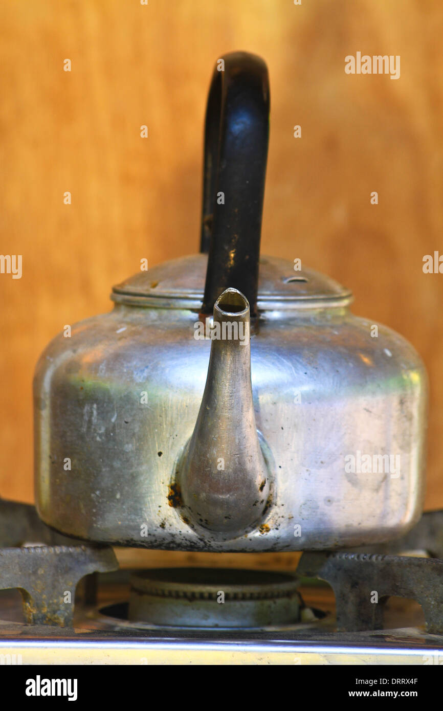 old kettle in kitchen Stock Photo Alamy