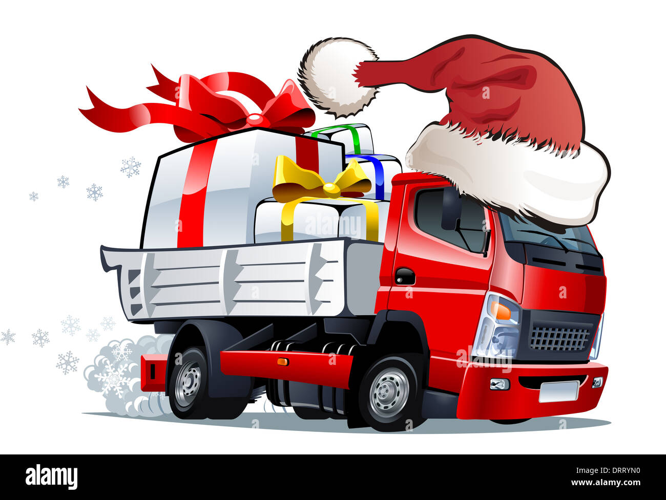 Cartoon Christmas truck Stock Photo