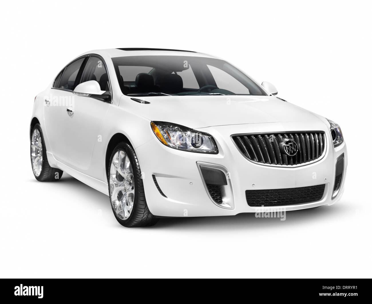 License available at MaximImages.com - White 2012 Buick Regal GS, luxury sport sedan, isolated car on white background with clipping path Stock Photo