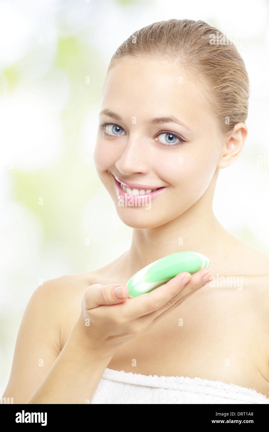 Smiling teen girl cosmetics hi-res stock photography and images - Alamy
