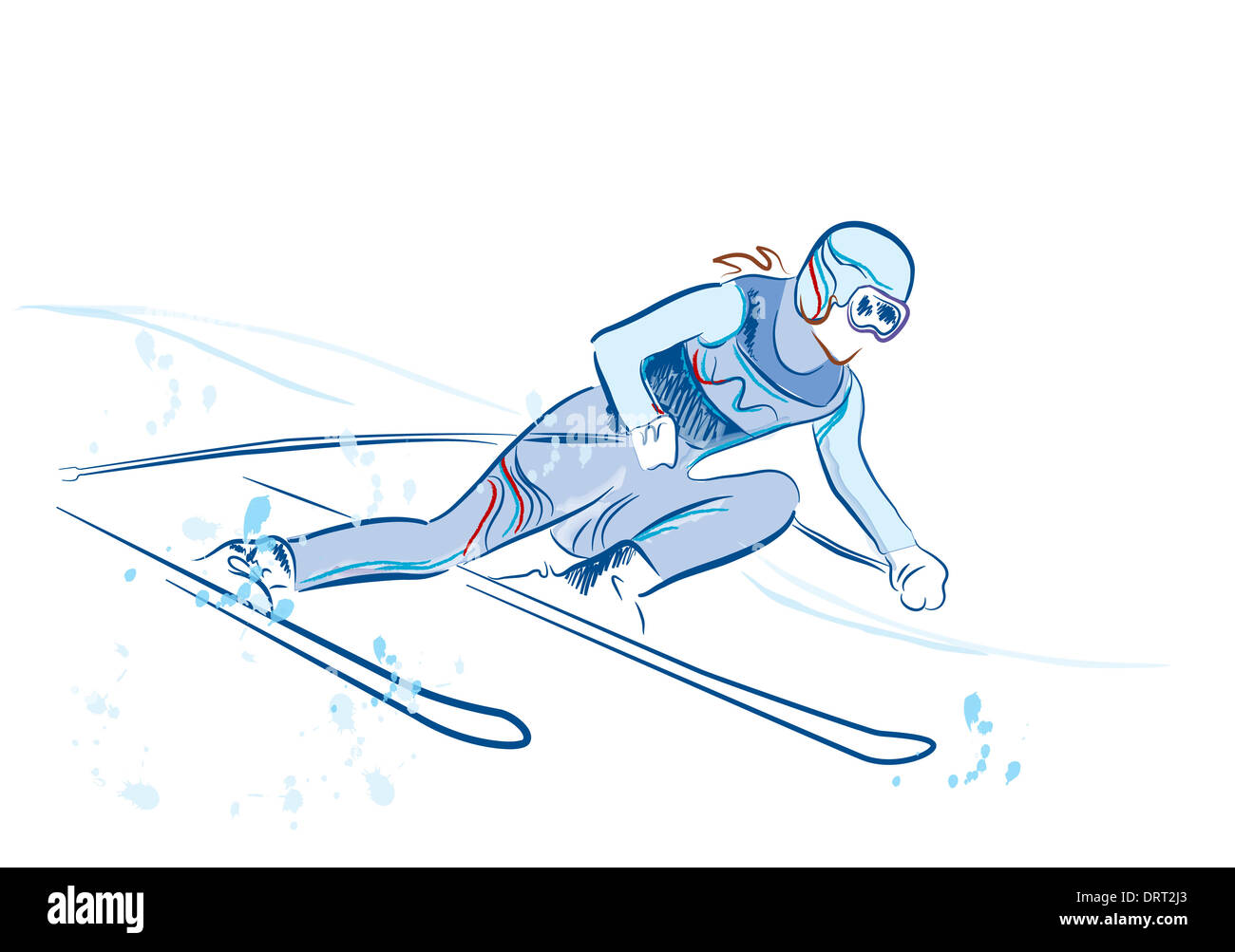 hand drawn sketch of the skier Stock Photo - Alamy