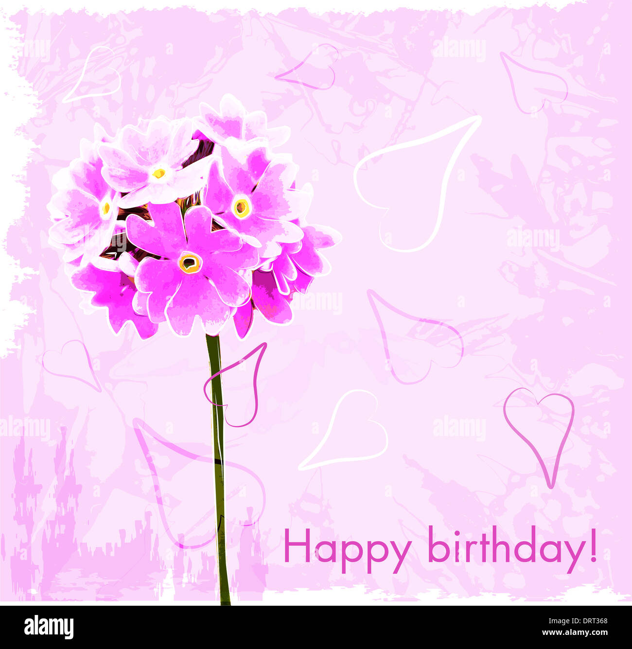 happy birthday card with pink flowers Stock Photo - Alamy
