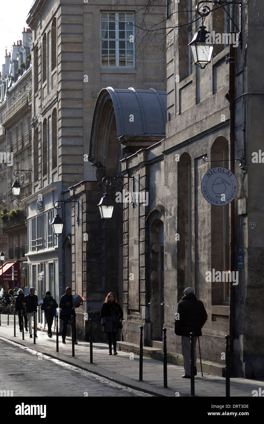Rue des Archives in the Marais district of Paris, France Stock Photo