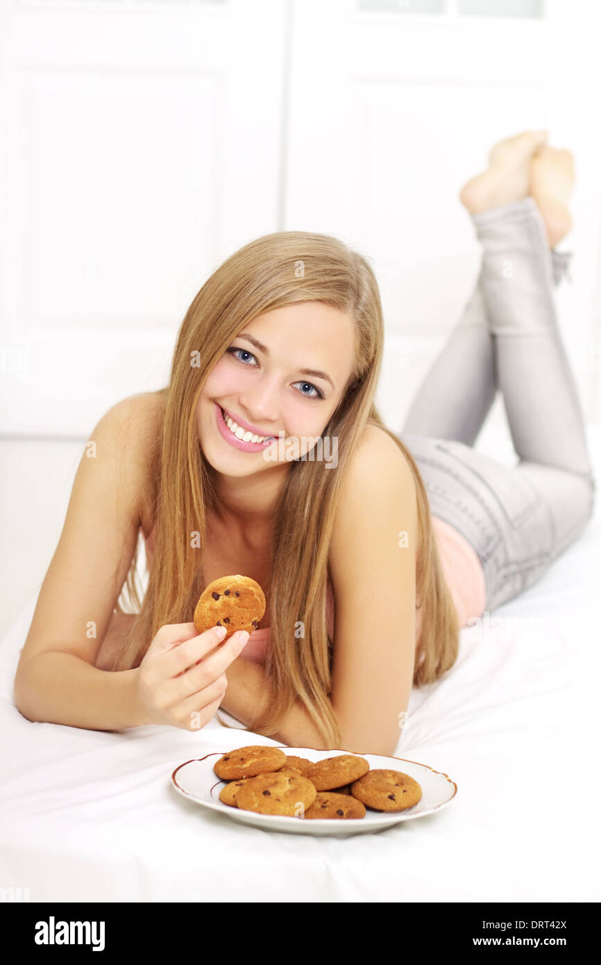Teenager girl with cookies Stock Photo