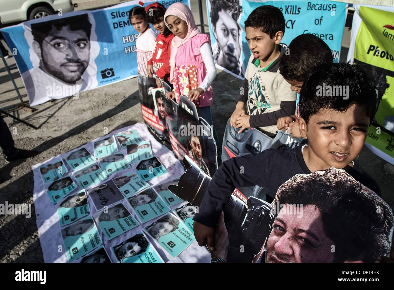 Abu Saiba, Bahrain. 31st Jan, 2014. Sit-in Turning to the issue of ...