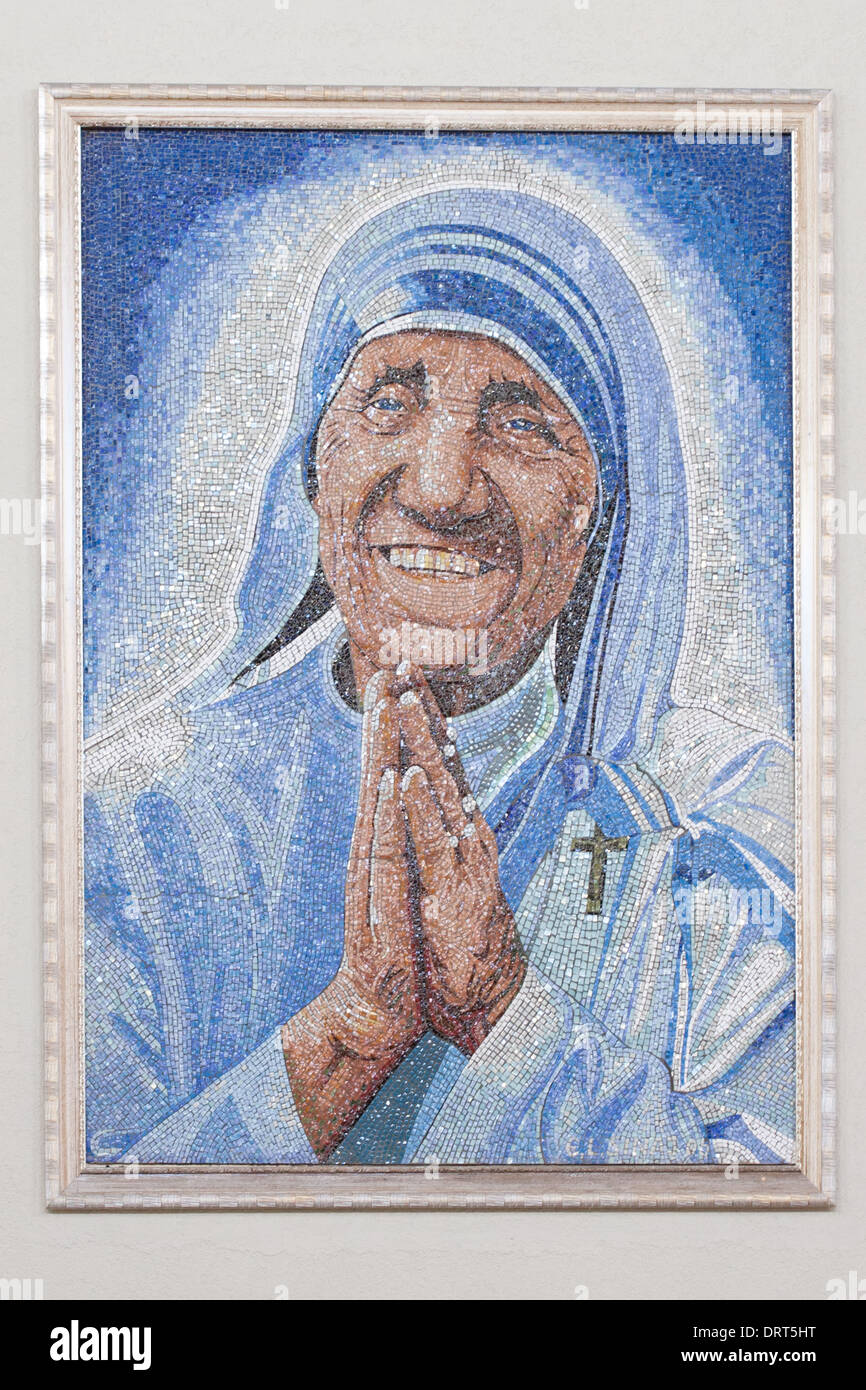 Mosaic showing Mother Theresa, Church of Vau i Dejes, Albania Stock Photo