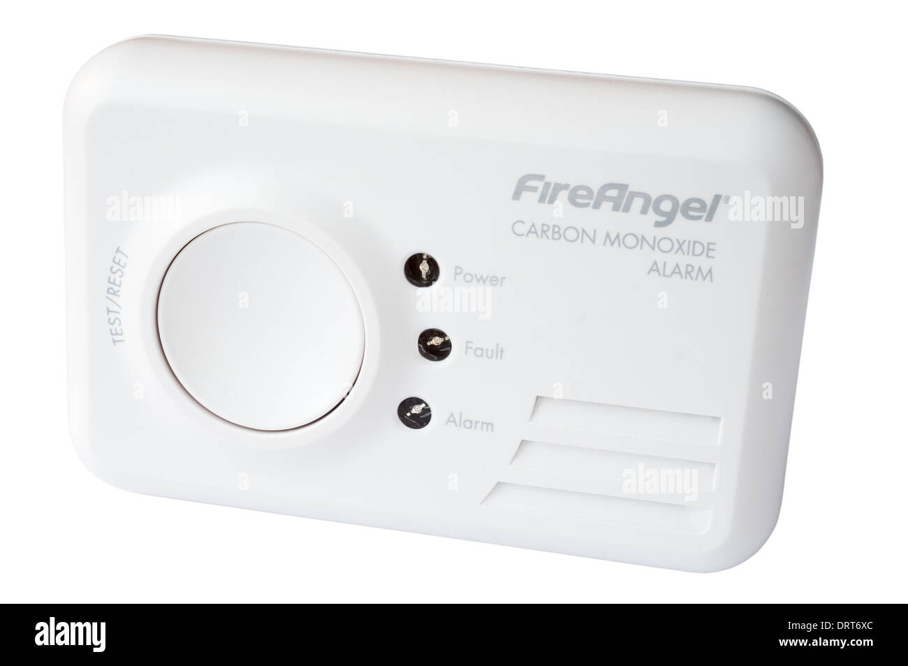 Fireangel carbon monoxide detector and alarm isolated on a white background Stock Photo