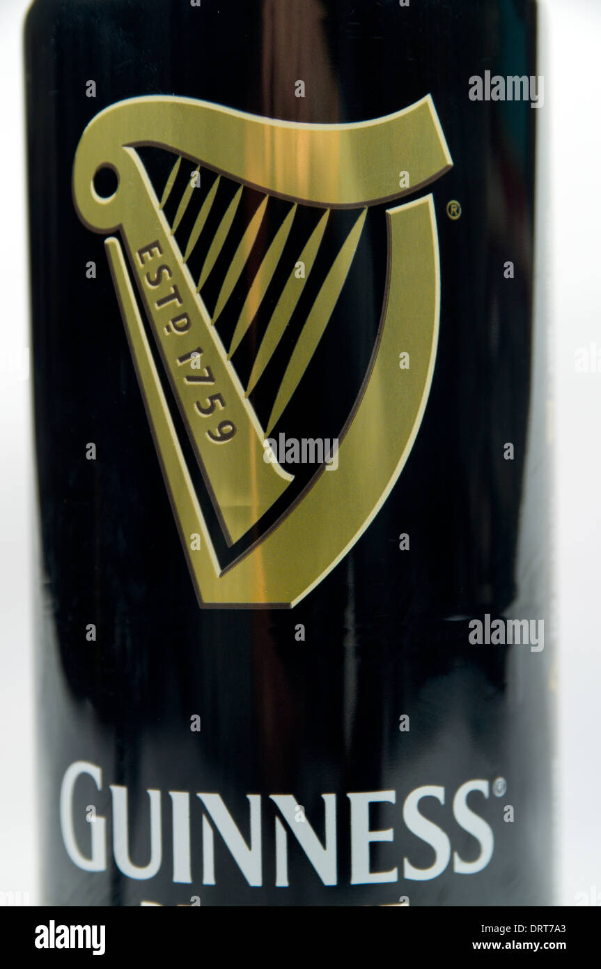 Close up of can of Guinness Irish Stout. Stock Photo