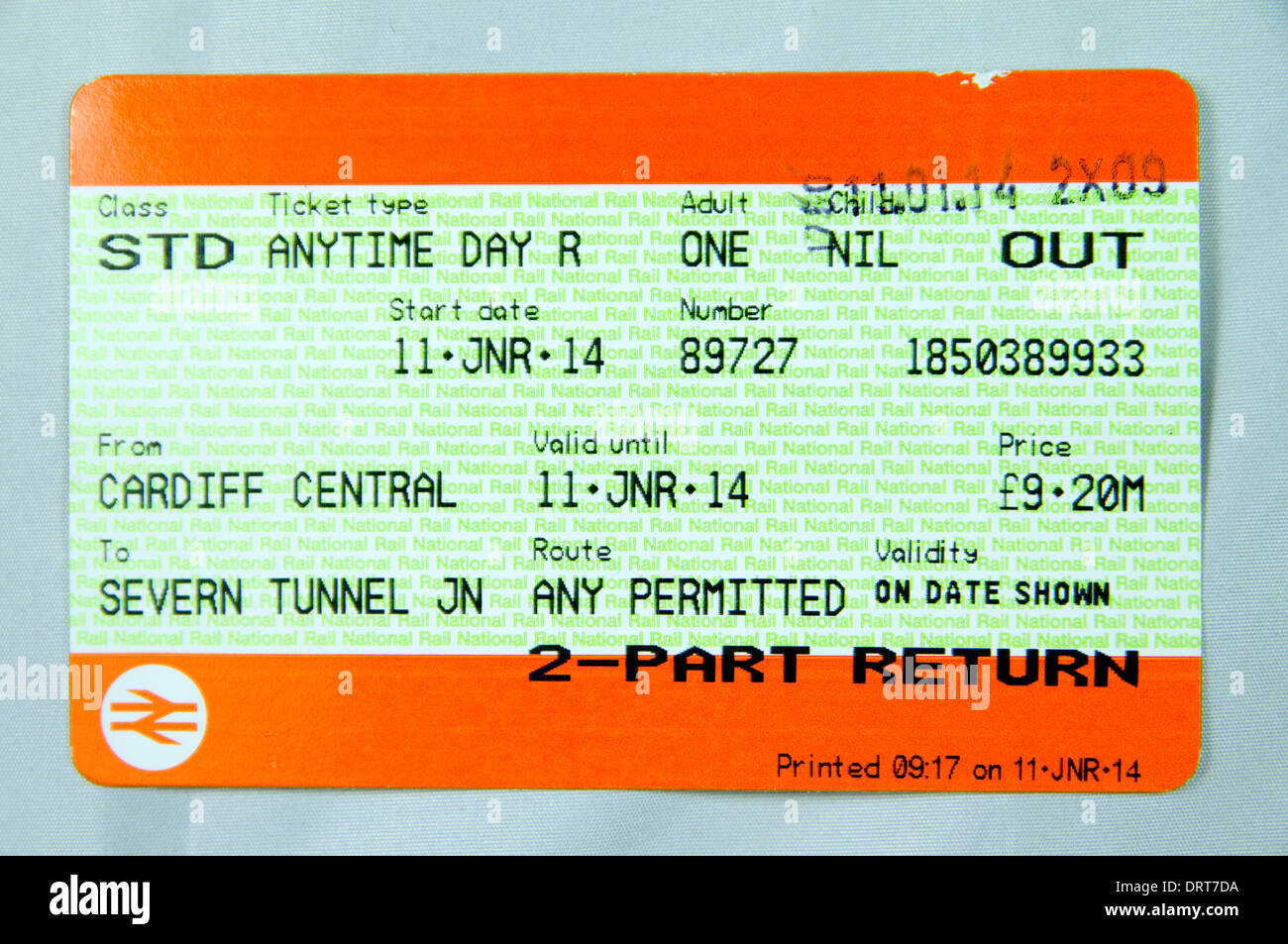 Train Ticket, Wales, UK. Stock Photo