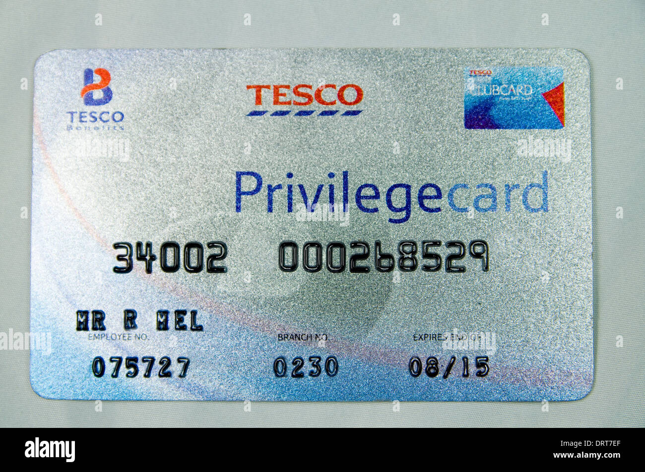 Tesco Privilege card, staff discount card. Stock Photo