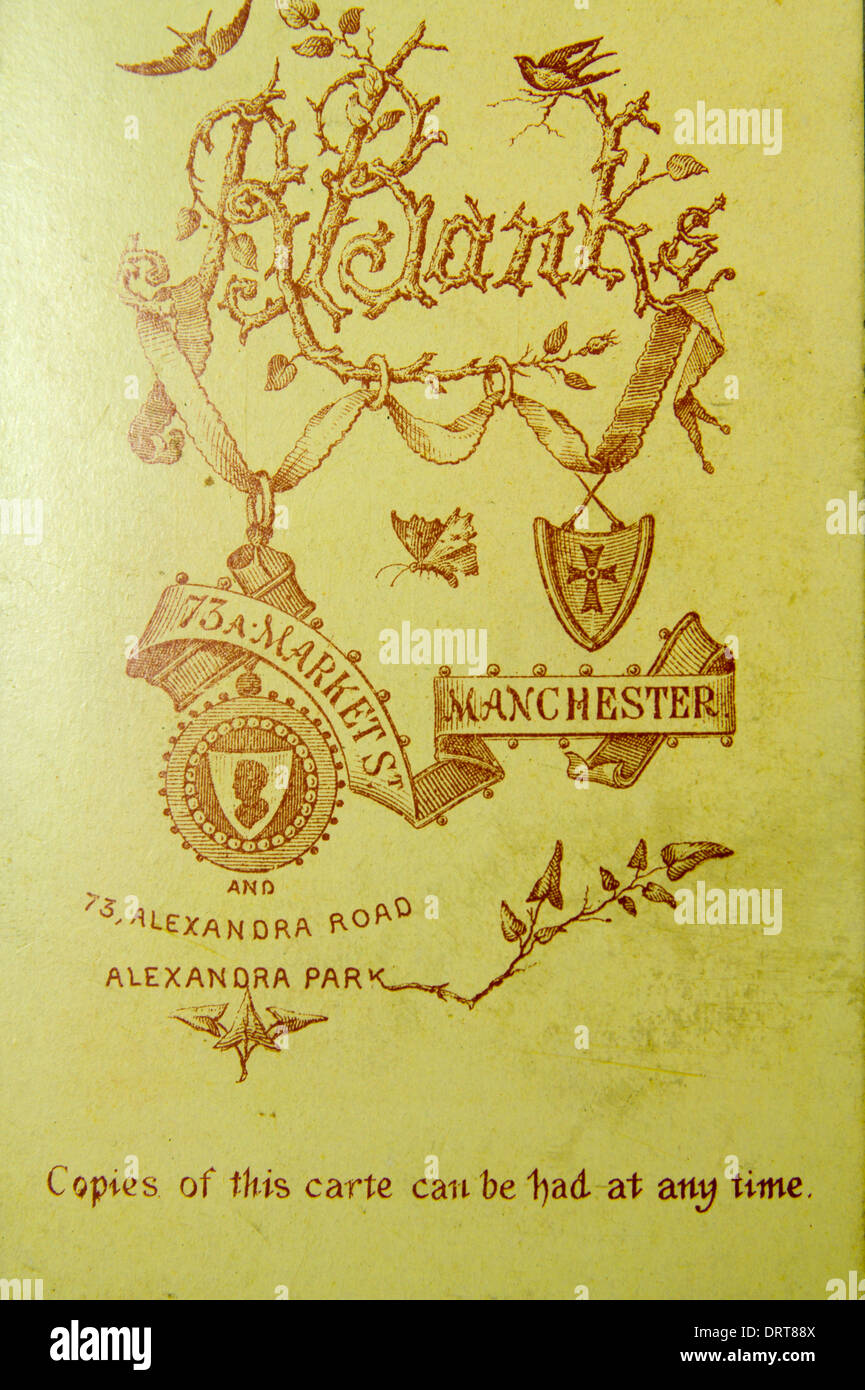 Back of Victroian Carte De Visite photographic cards. Stock Photo