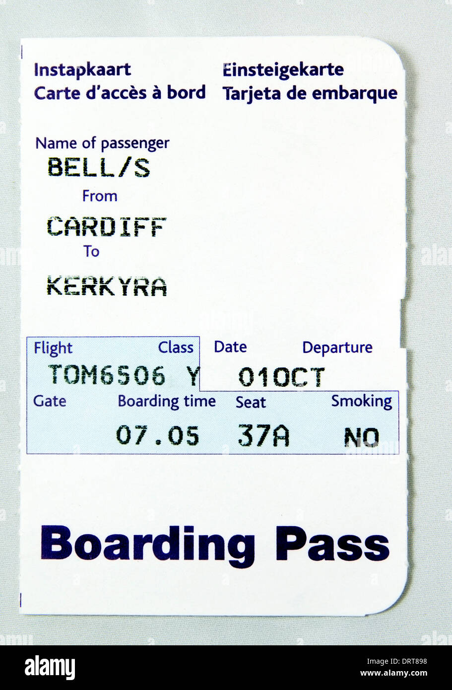 Aeroplane boarding pass Stock Photo