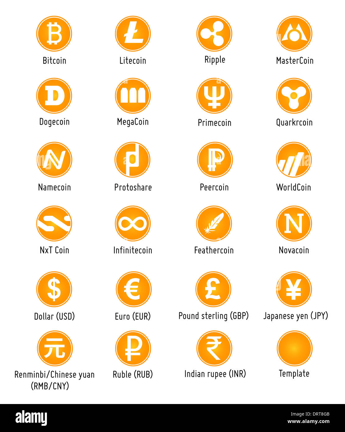 Cryptocurrency vector icons Stock Photo - Alamy
