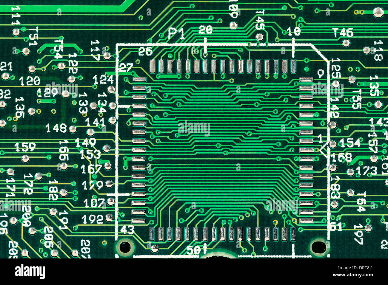 Green printed circuit board Stock Photo
