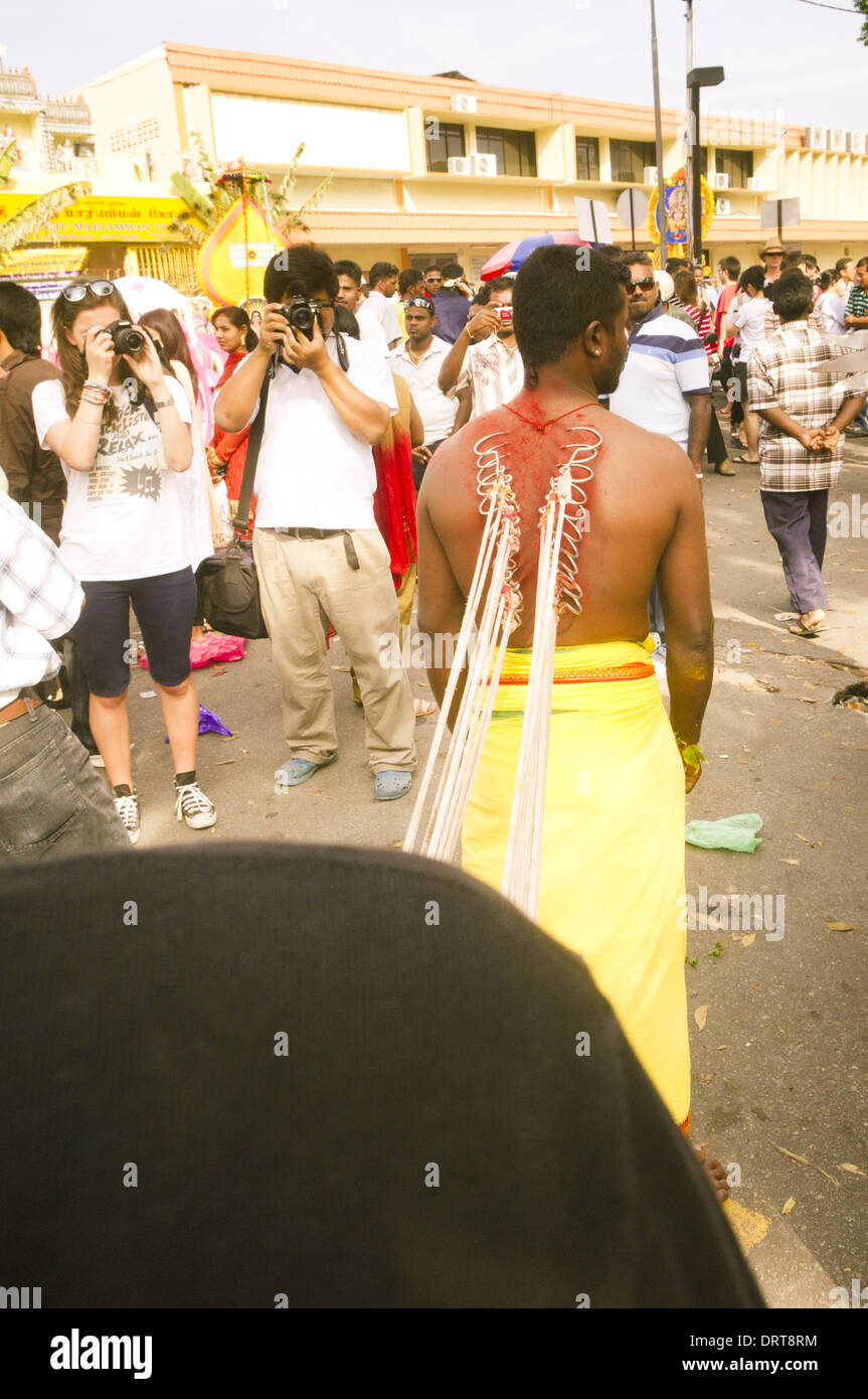 back piercing with hooks, thaipusam Stock Photo Alamy