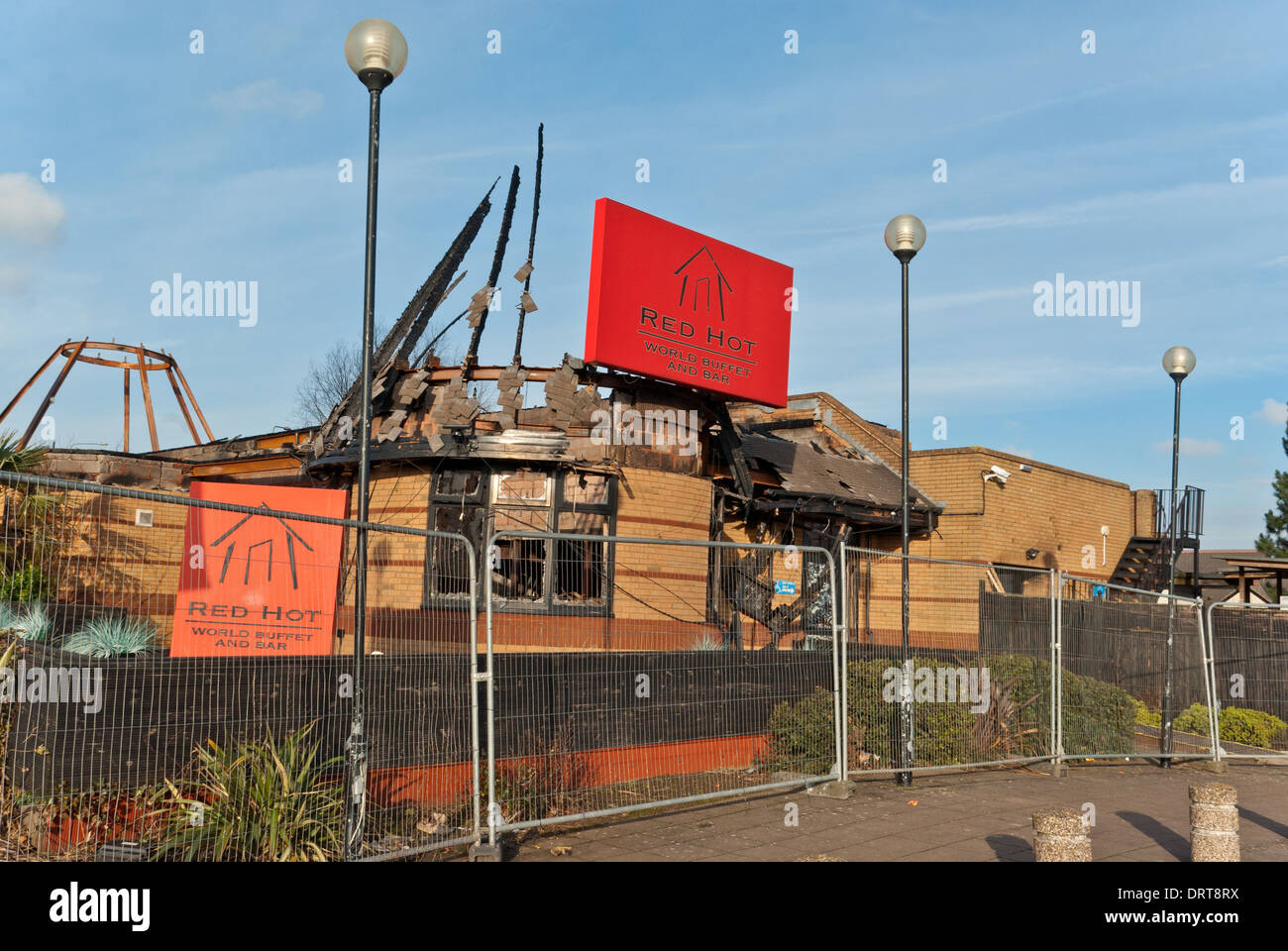 Red Hot Buffet Restaurant, Northampton, gutted by fire late 2013 Stock Photo