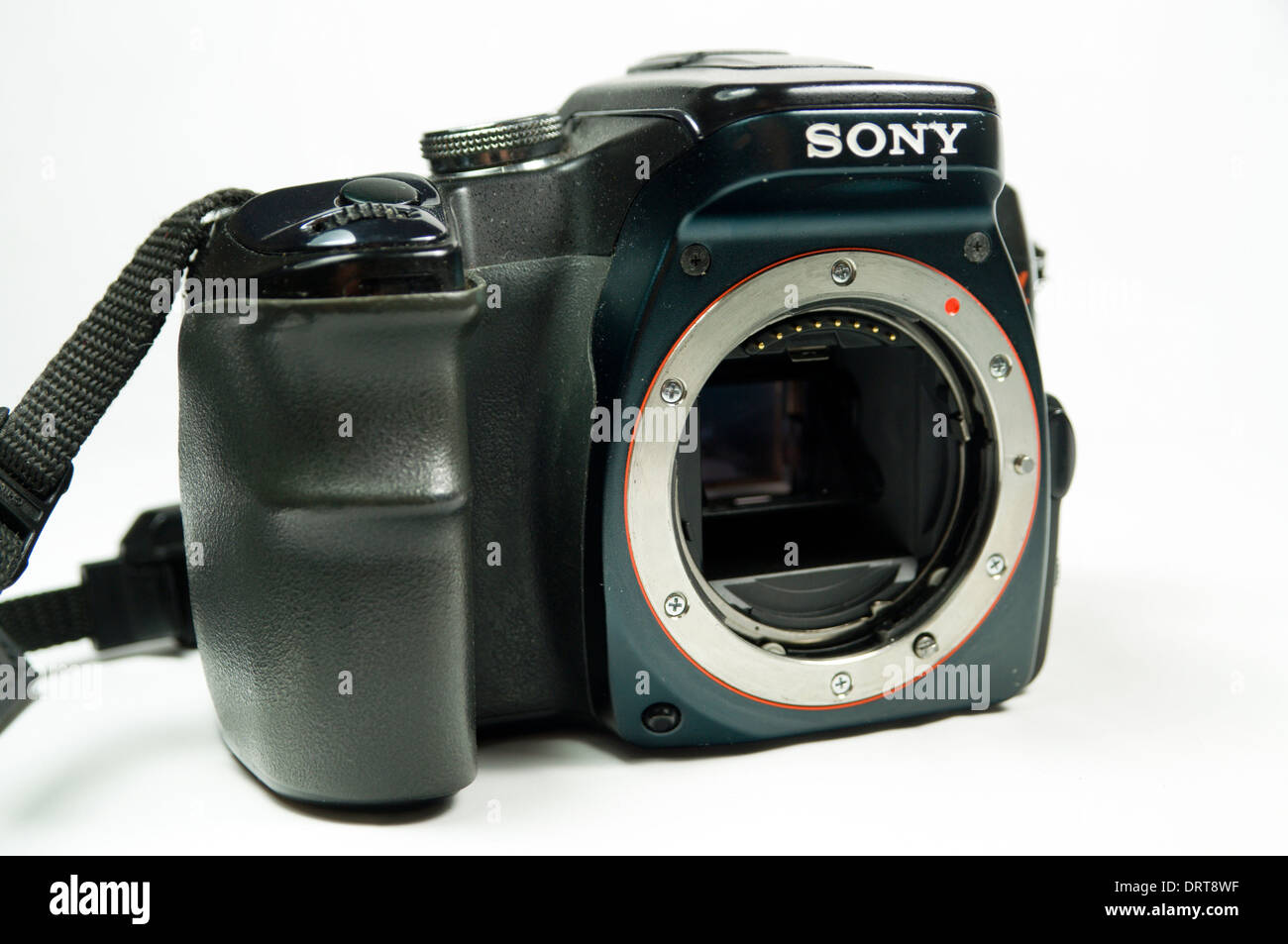 Sony Alpha 100 digital SLR camera body. Stock Photo