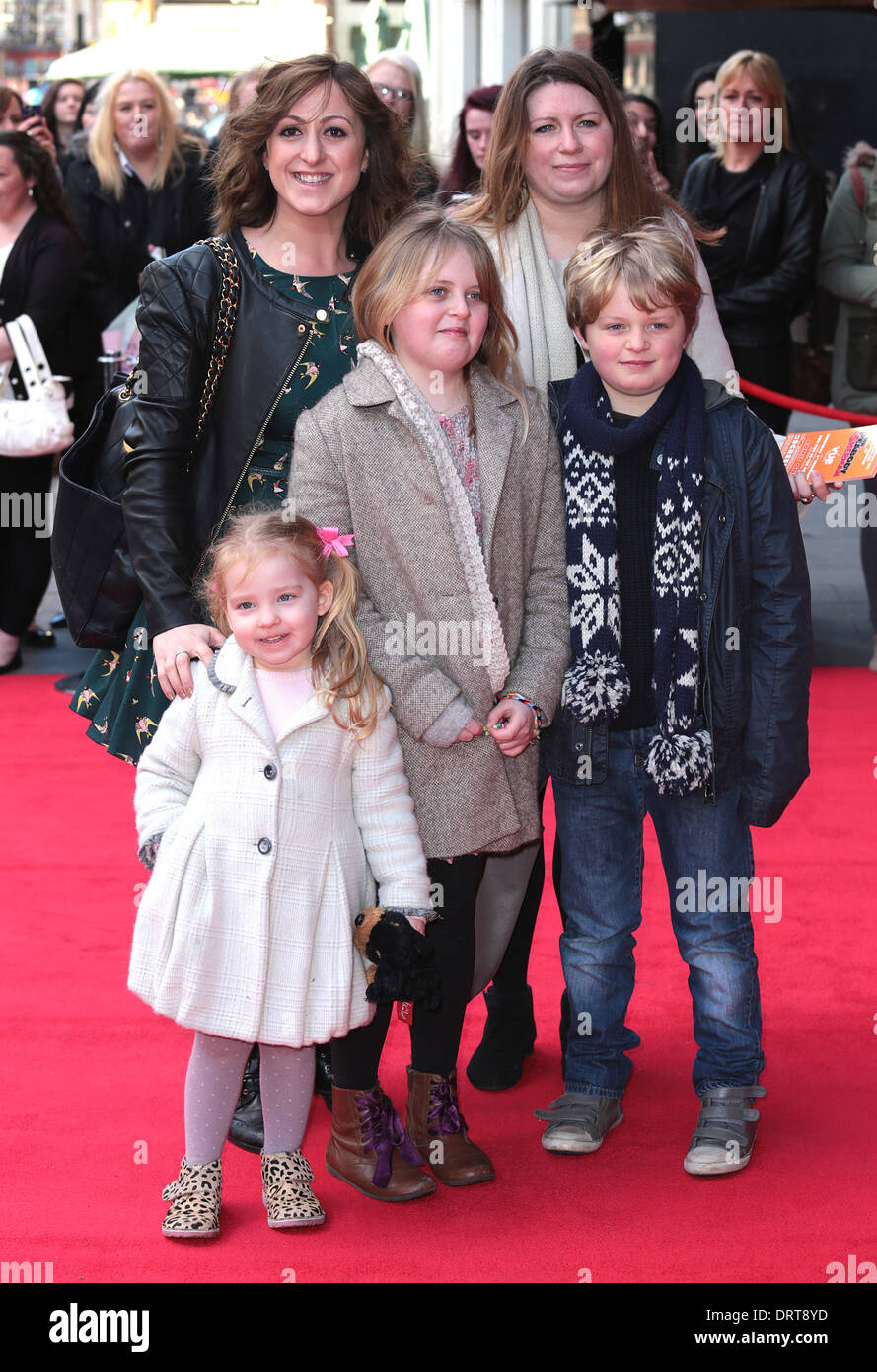 London, UK, 1st February 2014 Natalie Cassidy and family arrive for the VIP Gala screening of 'Mr Peabody & Sherman 3D' at Vue Cinema, Leicester Square, London Photo: MRP Credit:  MRP/Alamy Live News Stock Photo
