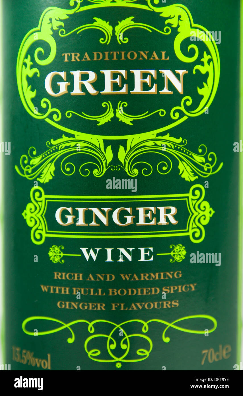 Green ginger wine bottle. Stock Photo