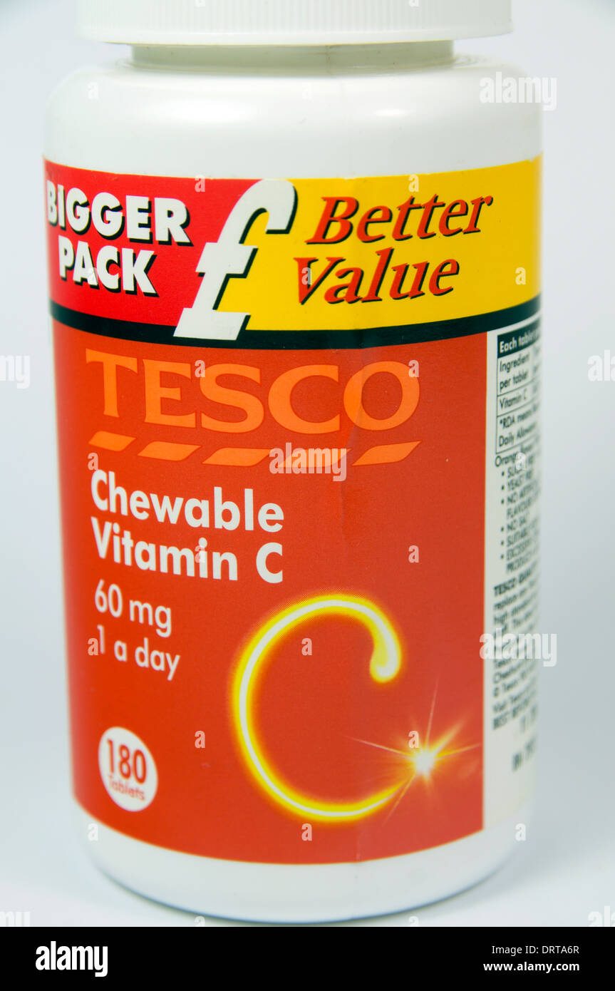 Vitamin C bottle. Stock Photo