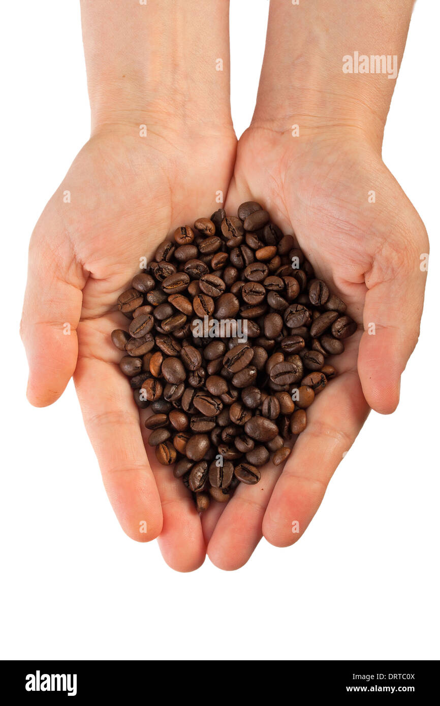Beans of black arabic coffee in the palm Stock Photo Alamy
