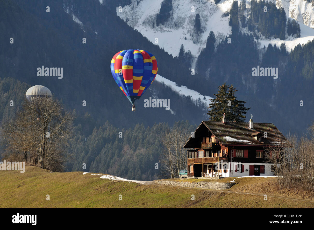 Chateau d Oex Hot Air Balloon Festival, Switzerland, Europe Stock Photo