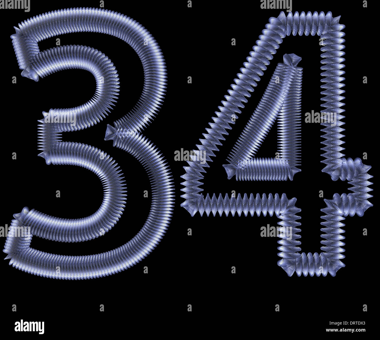 Symbols "3 and 4" from metal springs Stock Photo Alamy