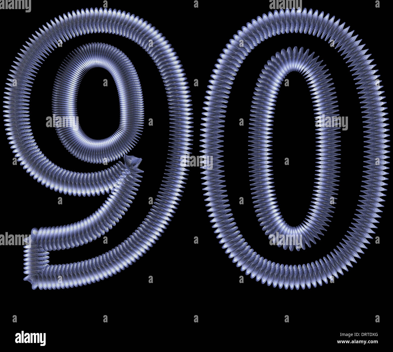 Symbols "9 and 0" from metal springs Stock Photo Alamy