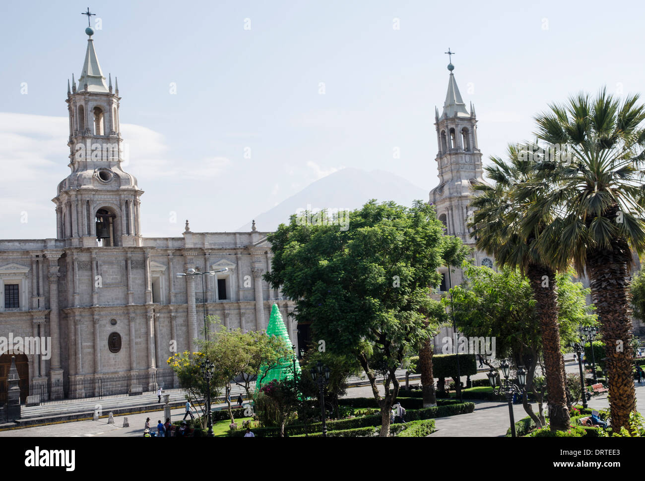Plaza de Armas of Arequipa city and the Cathedral1844.Arequipa. Peru. UNESCO World Heritage Site. Stock Photo