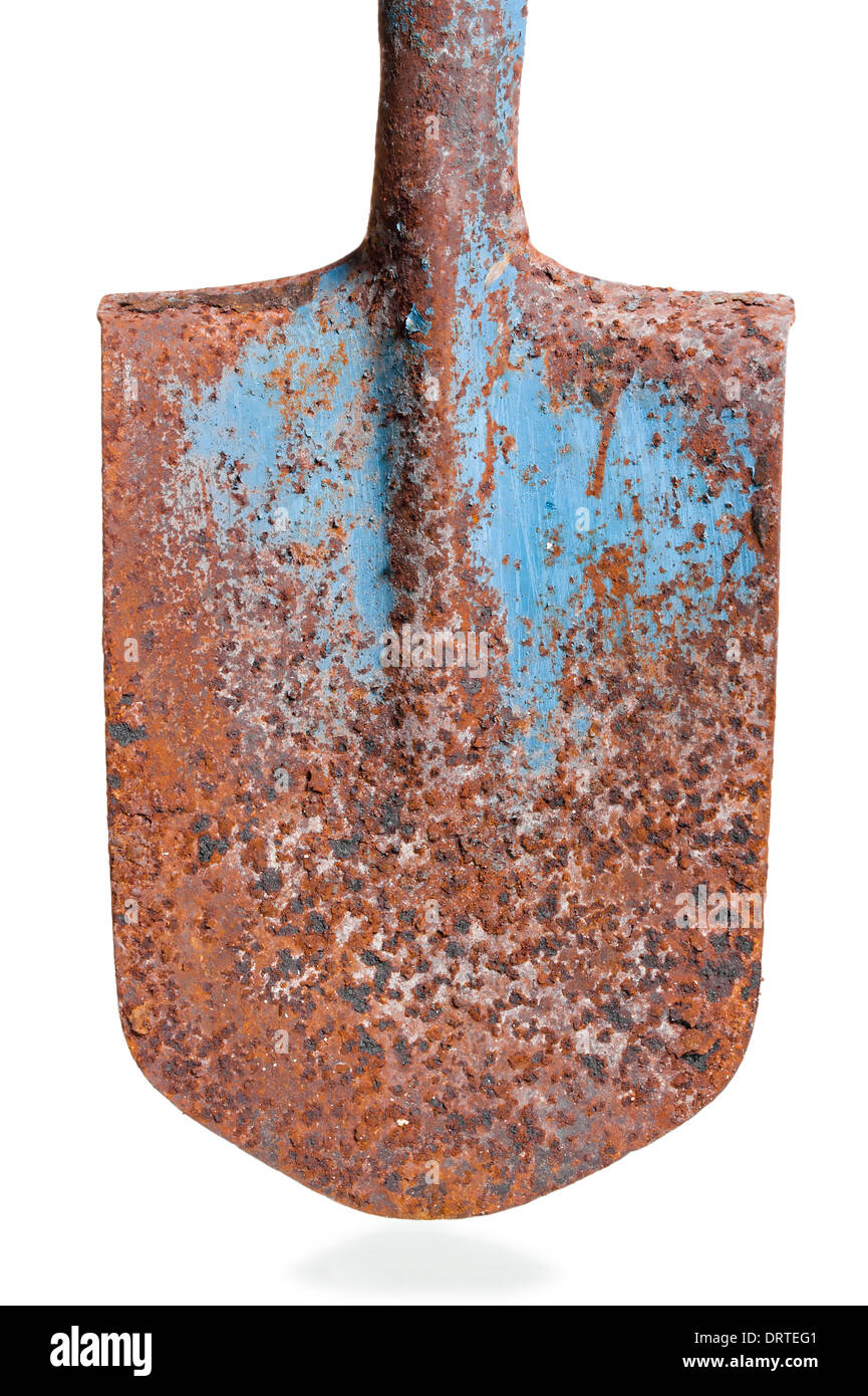 stalk old rusty shovel on white background Stock Photo