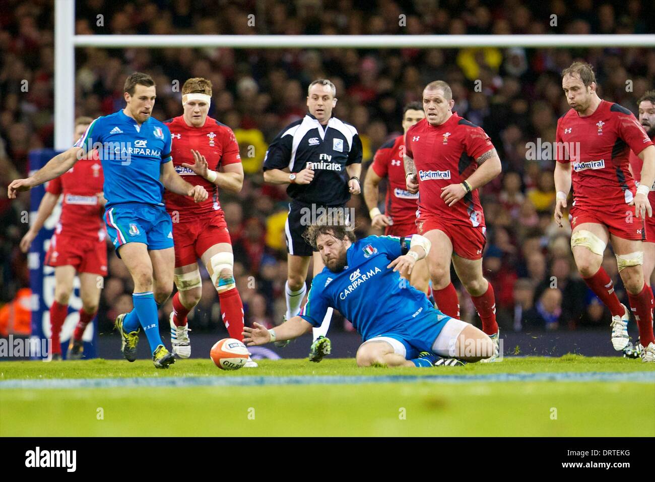 Cardiff, Wales. 01st Feb, 2014. Italy prop Martin Castrogiovanni (Toulon) during the Six Nations game between Wales and Italy from the Millennium Stadium. Credit:  Action Plus Sports/Alamy Live News Stock Photo