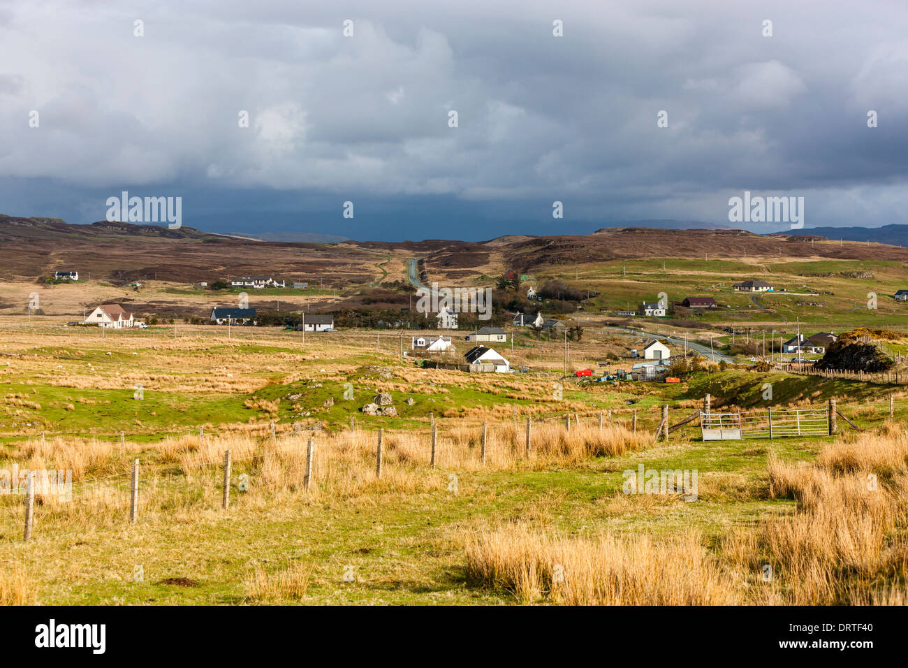 A view towards Eabost, Isle of Skye, Inner Hebrides, Scotland, United Kingdom, Europe. Stock Photo